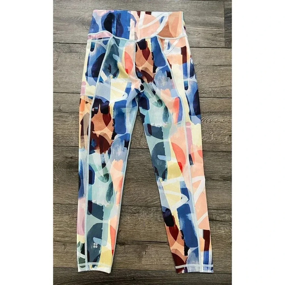Sweaty Betty Super Sculp Leggings 7/8 Blue Pink Yellow Multi Medium M - Picture 4 of 4